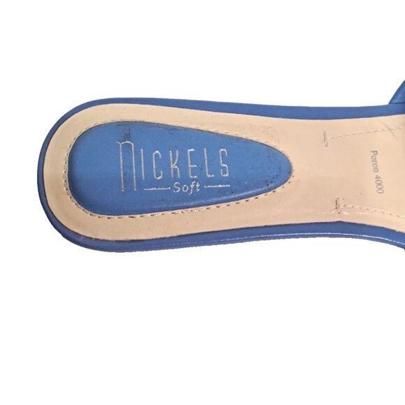 NICKLES PORON 4000 MADE IN BRAZIL BLUE SOFT LEATHER MID HEEL SANDALS SIZE 8M EUC - Picture 4 of 10